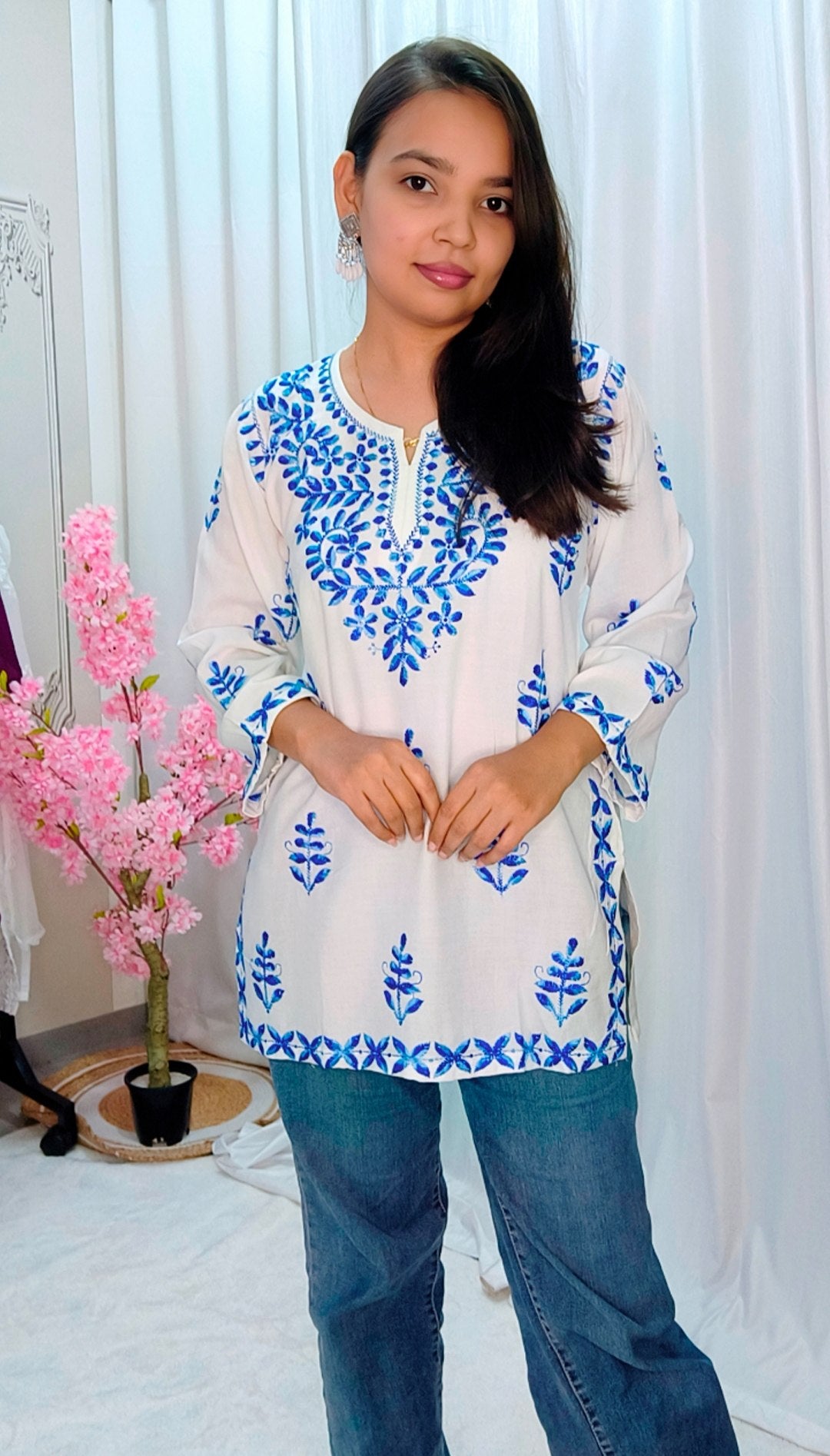 Women’s Rayon Cotton Chikankari Short Kurti
