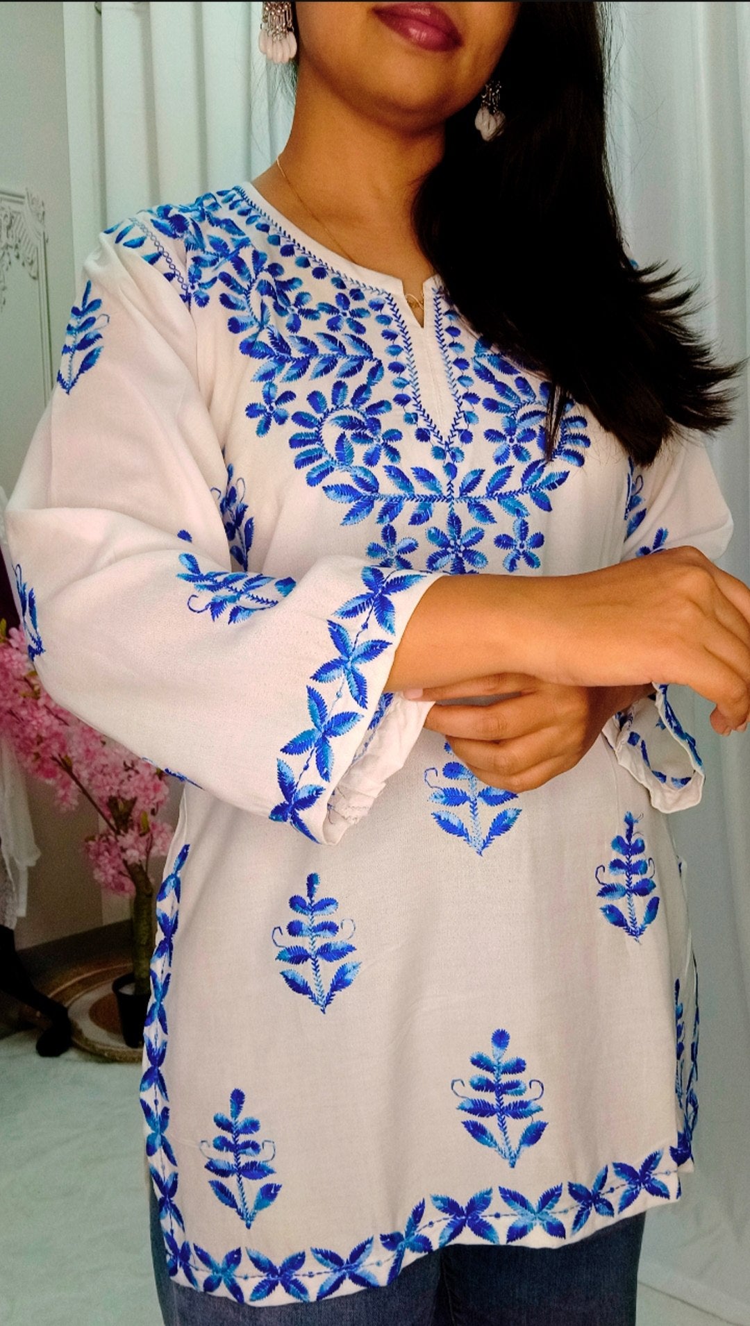 Women’s Rayon Cotton Chikankari Short Kurti