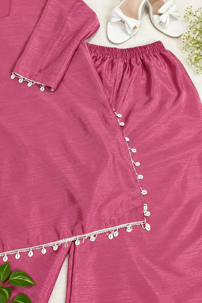 Elegant Pink Kurta Palazzo Set With Dupatta