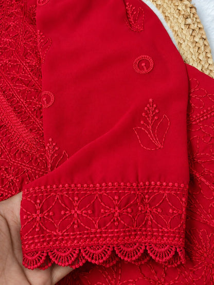 Women’s Embroidered Georgette Kurta Palazzo Set With Dupatta